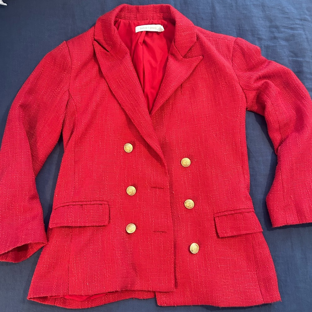 Bishop + Young Red Double-Breasted Blazer